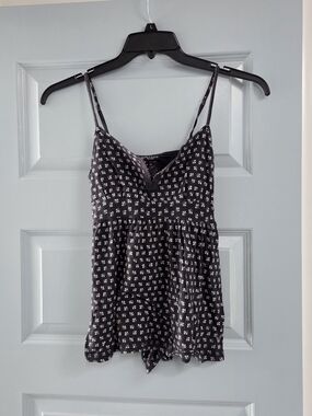 Vintage American Eagle Outfitters Navy Floral Spaghetti Strap Cami